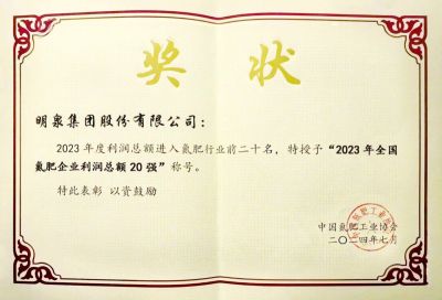 Top 20 nitrogen fertilizer enterprises in China for total profit in 2023